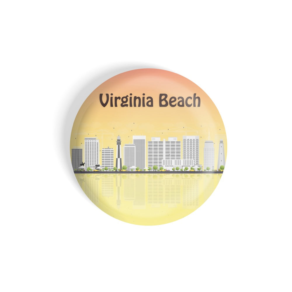 dhcrafts Round Fridge Magnet Multicolour Places Virginia Beach City In Virginia Glossy Finish Design Pack of 1 (75 mm)